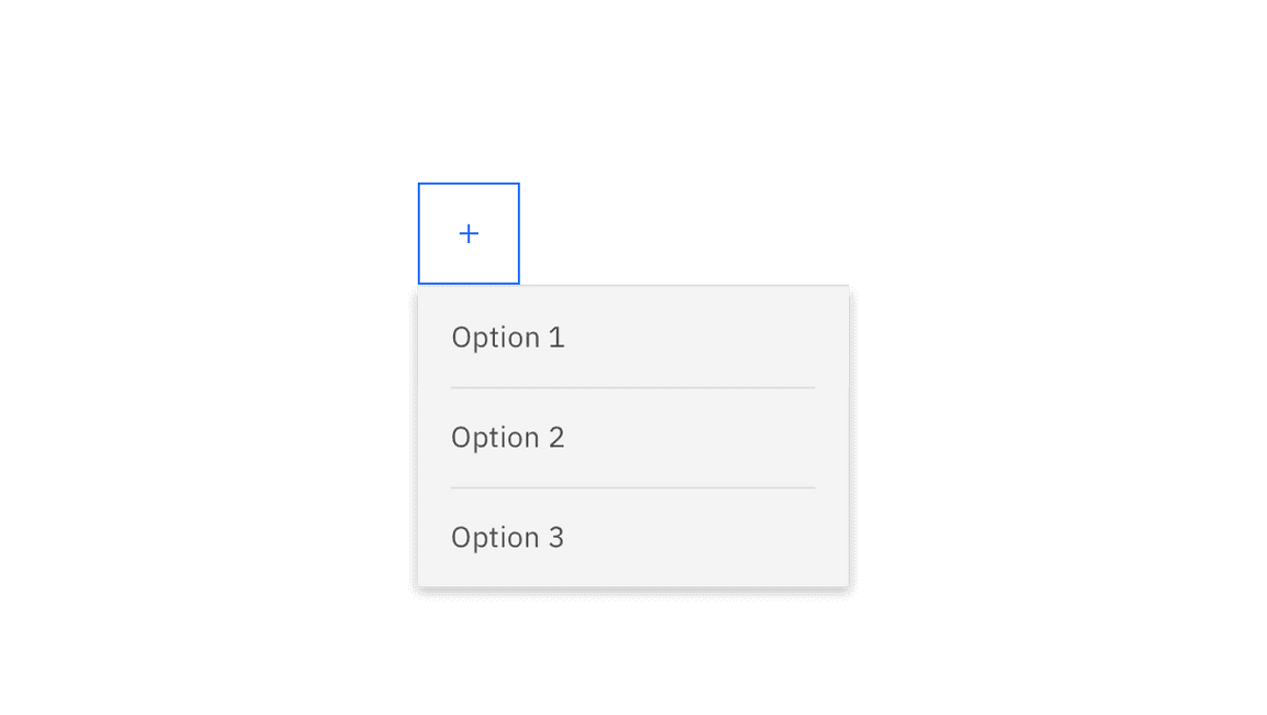 an activated button reveals 3 options in a menu